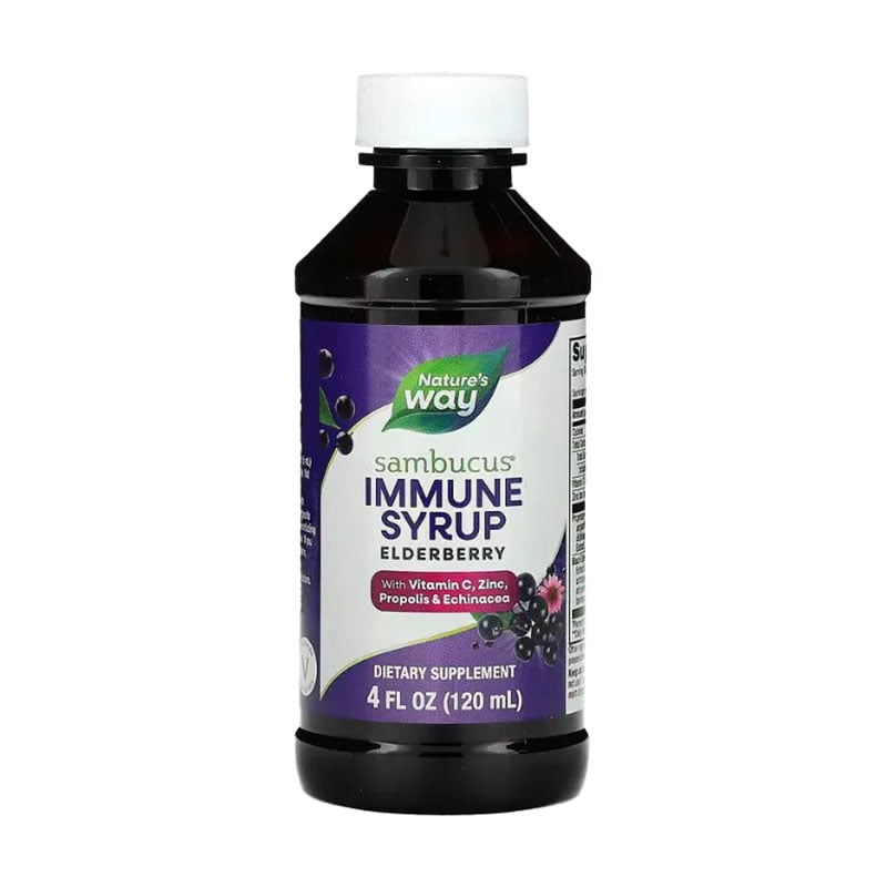Чорна бузина Nature's Way Zero Sugar Sambucus Immune Syrup Elderberry без цукру, в сиропі, 120 мл
